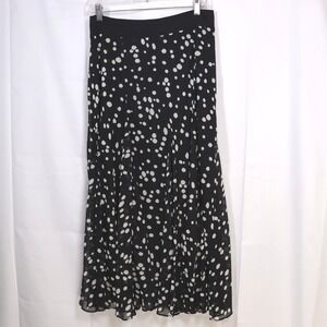 Lapis Maxi Skirt‎ Large Black Womens Polka Dot Chiffon Flowy